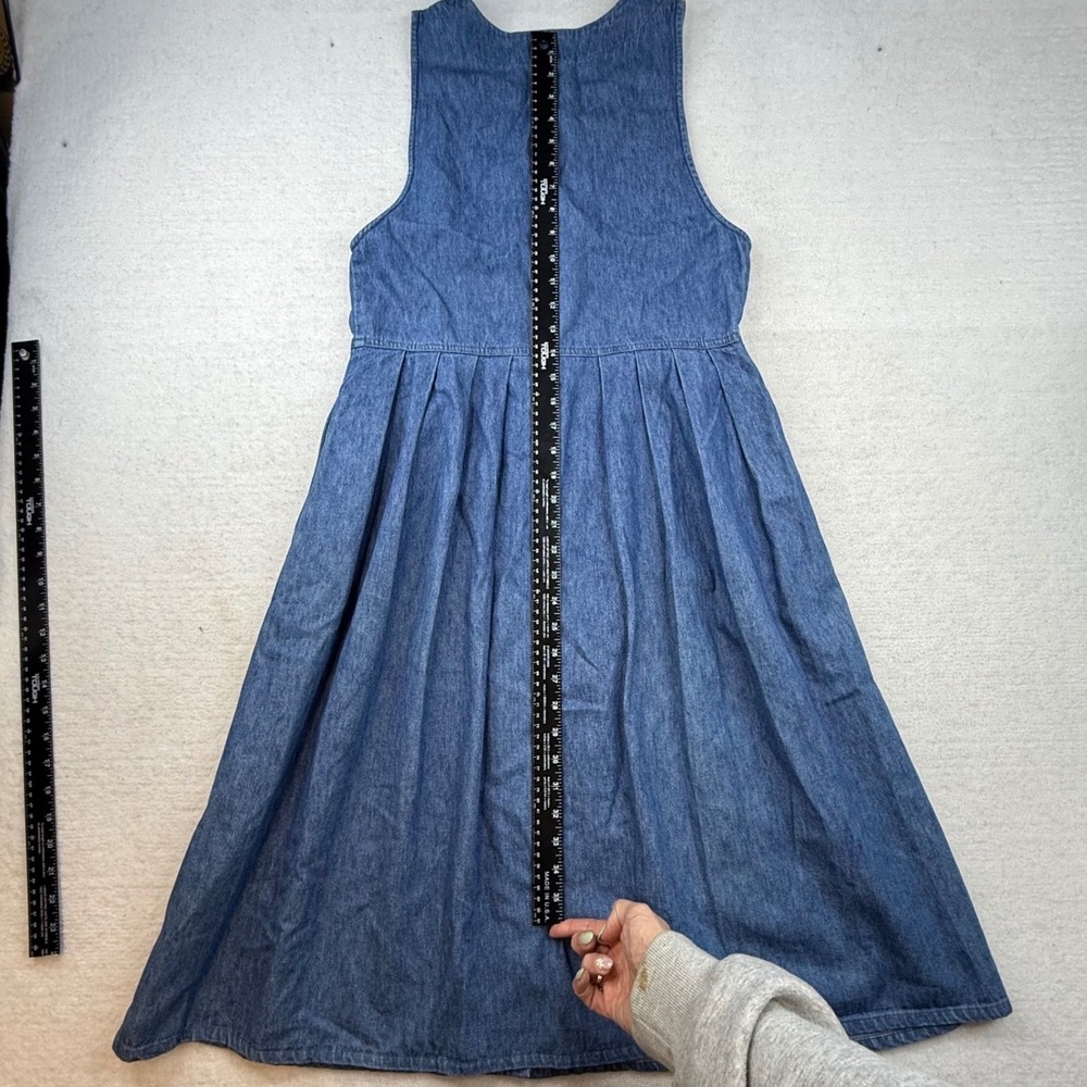 Koret City Blues Petites Blue Denim Button Front Jumper Dress S Y2K 90s prairie - Picture 7 of 10